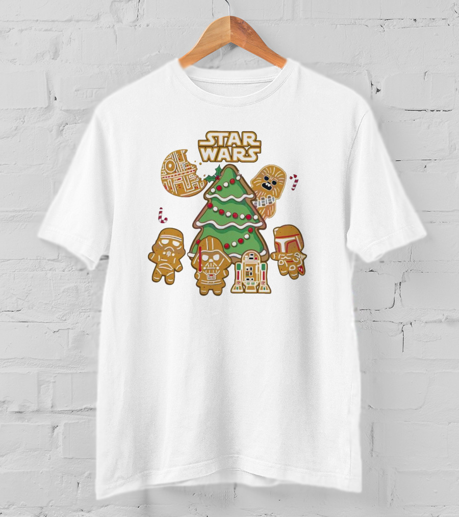 Star Wars Characters Gingerbread Christmas Tree Cookies T-Shirt