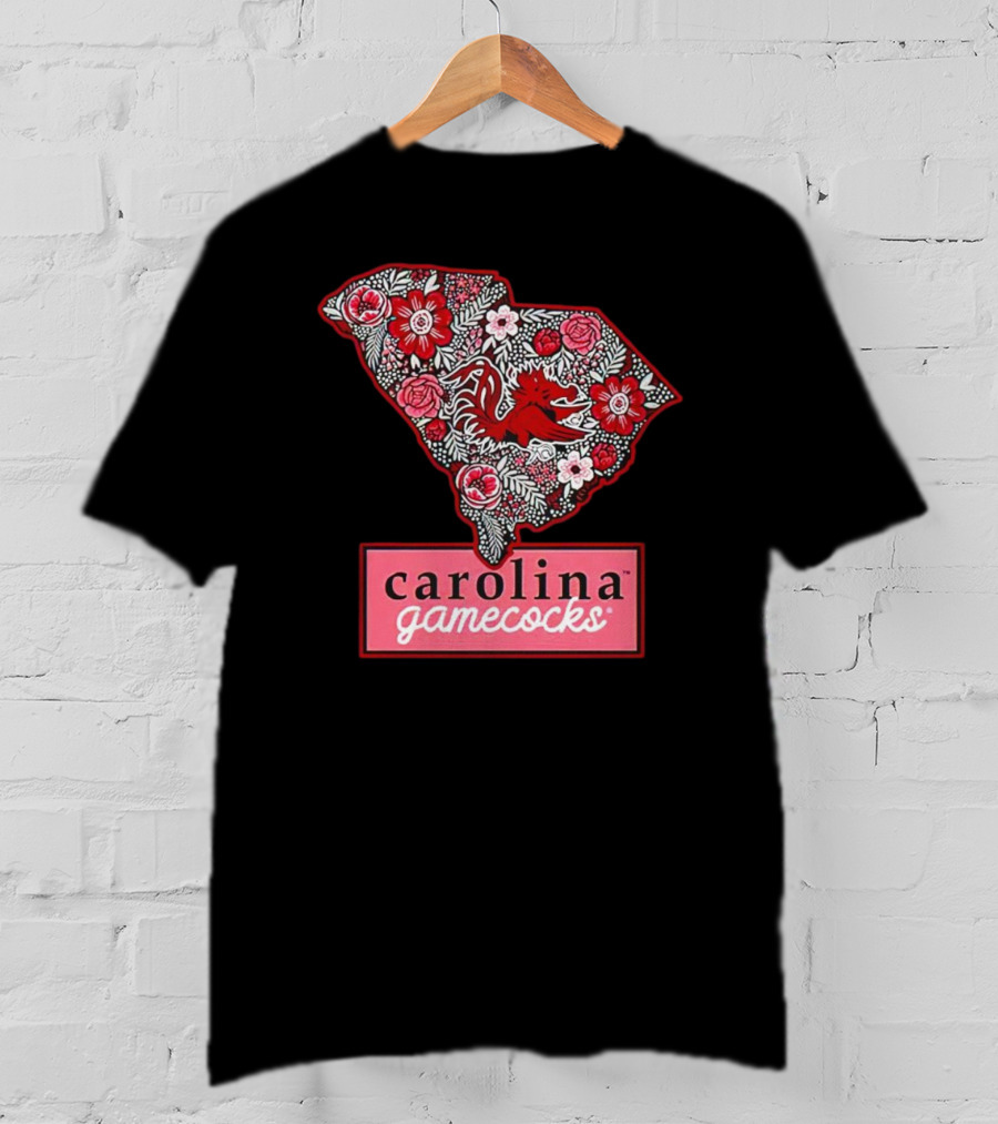 Carolina Gamecocks Floral South Carolina State Outline T-Shirt