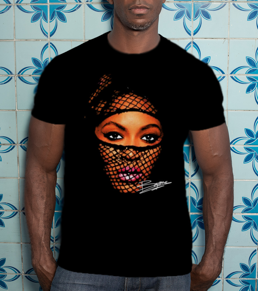 Beyonce Big Face Signature Vintage Mesh Look T-Shirt