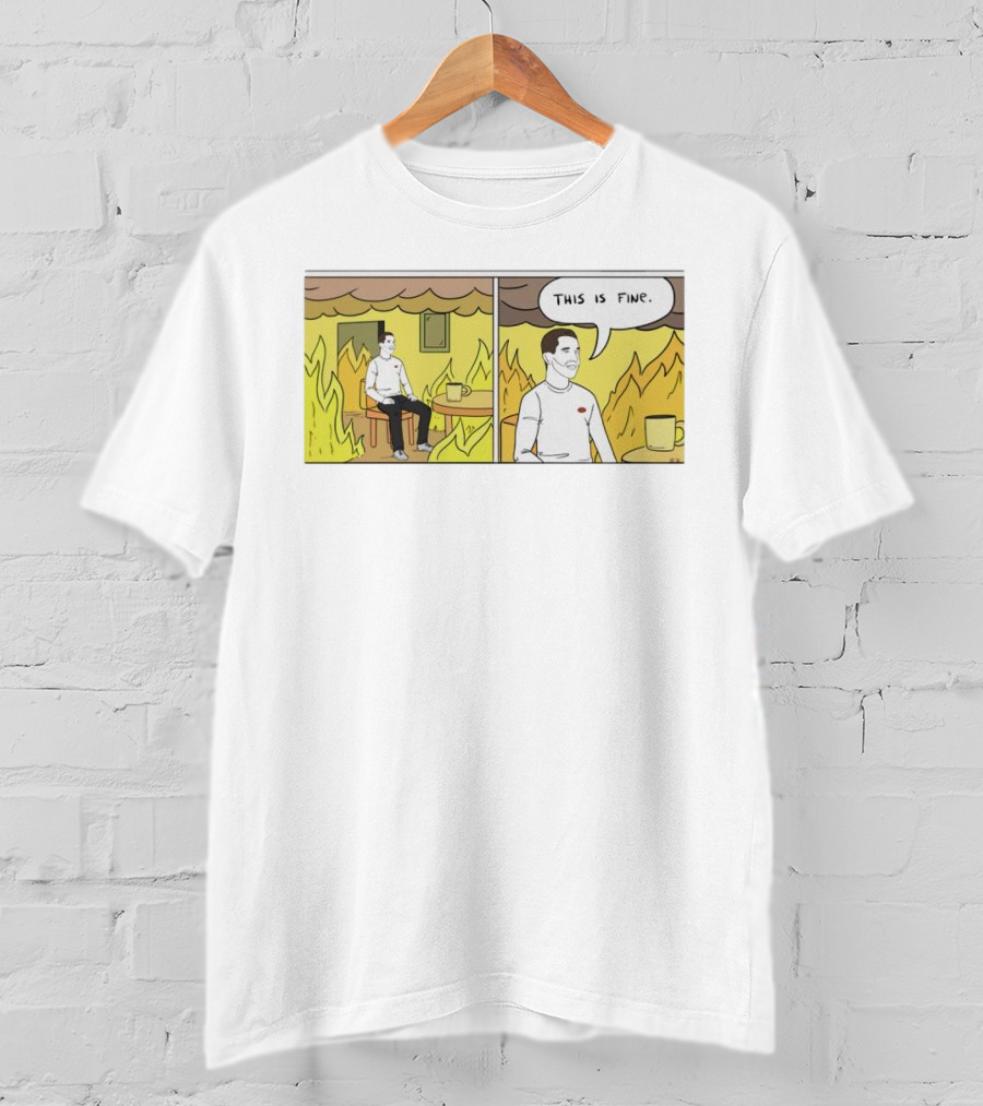 This Is Fine Fire Meme Comic Scene T-Shirt