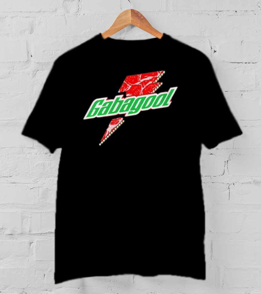 Gabagoolade Lightning Bolt Logo Meat Pattern Heavyweight T-Shirt