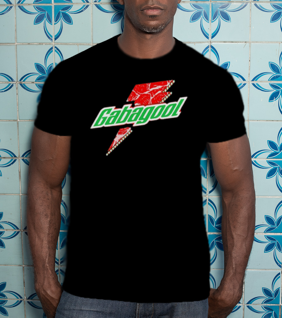 Gabagoolade Lightning Bolt Logo Meat Pattern Heavyweight T-Shirt