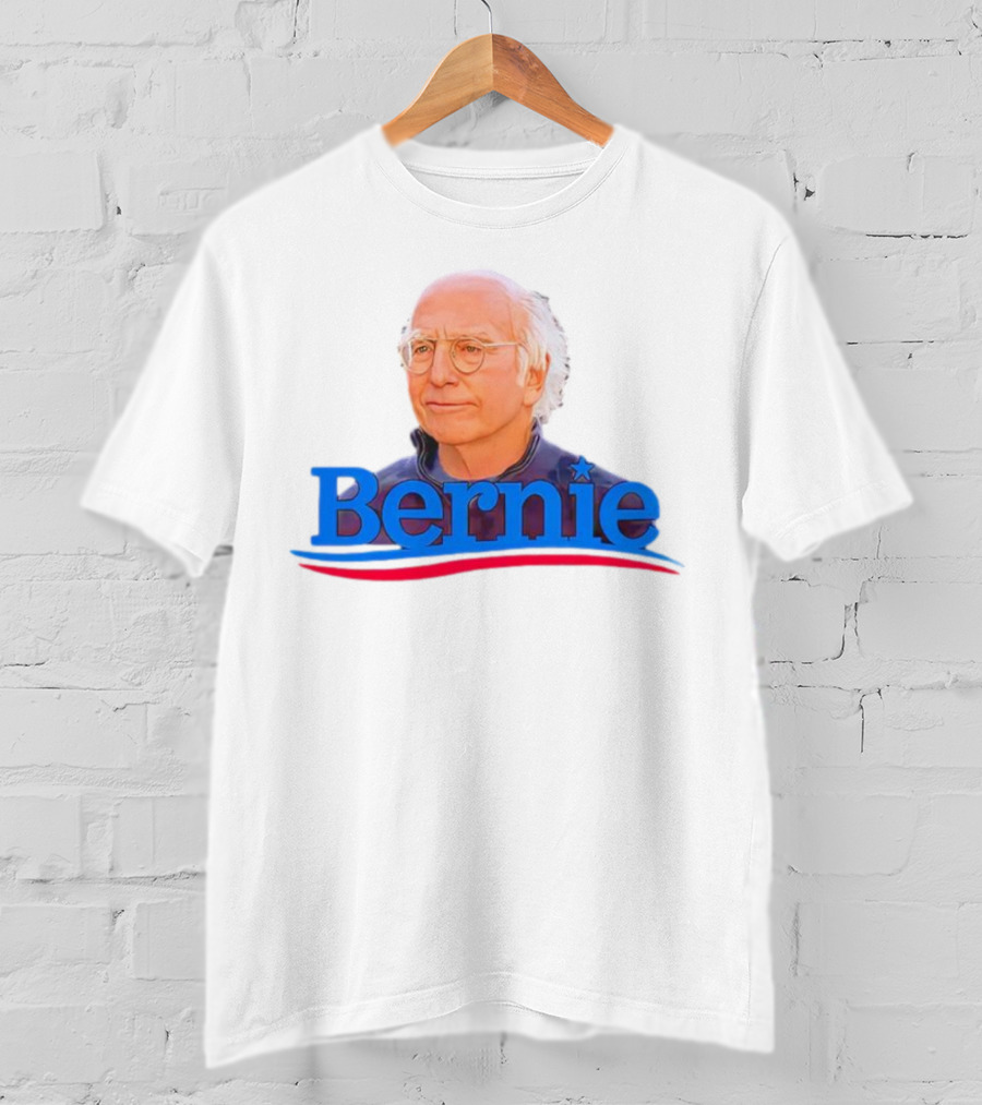Bernie Larry David Parody With Blue Lettering And Red Stripe T-Shirt