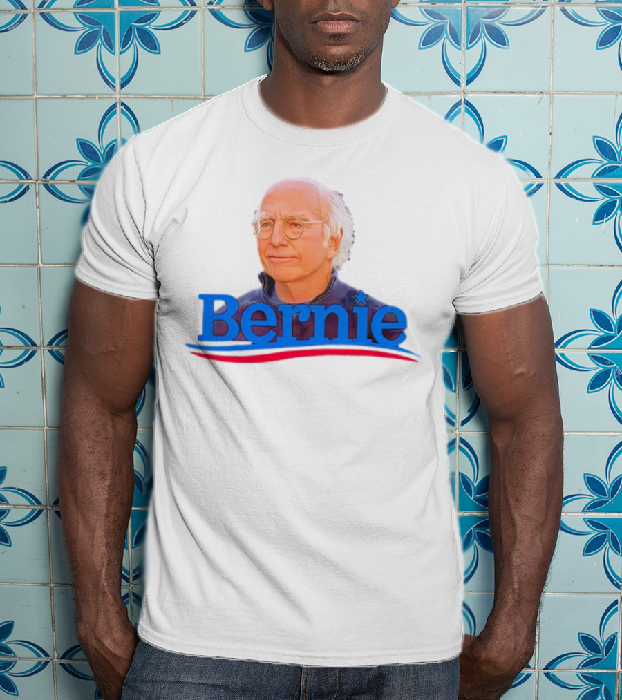 Bernie Larry David Parody With Blue Lettering And Red Stripe T-Shirt