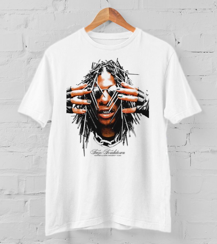 Teezo Touchdown Big Face Vintage Dark Sunglasses And Dreadlocks T-Shirt