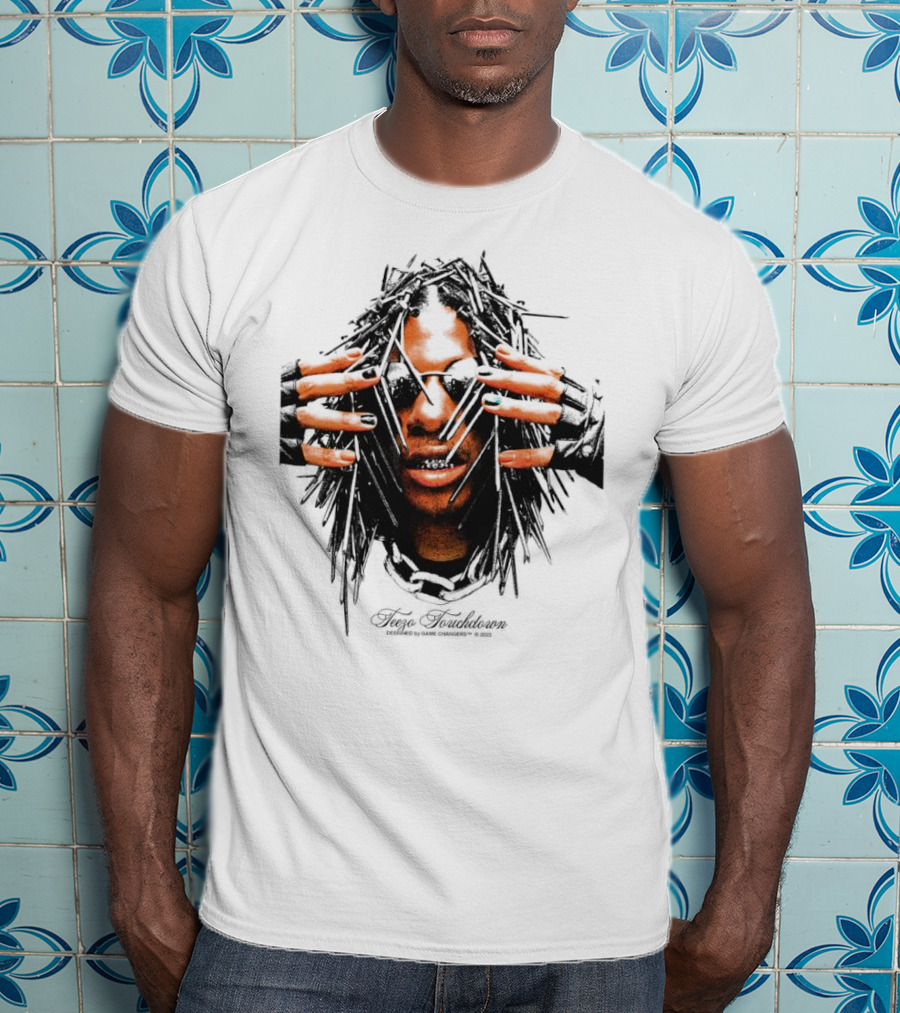 Teezo Touchdown Big Face Vintage Dark Sunglasses And Dreadlocks T-Shirt