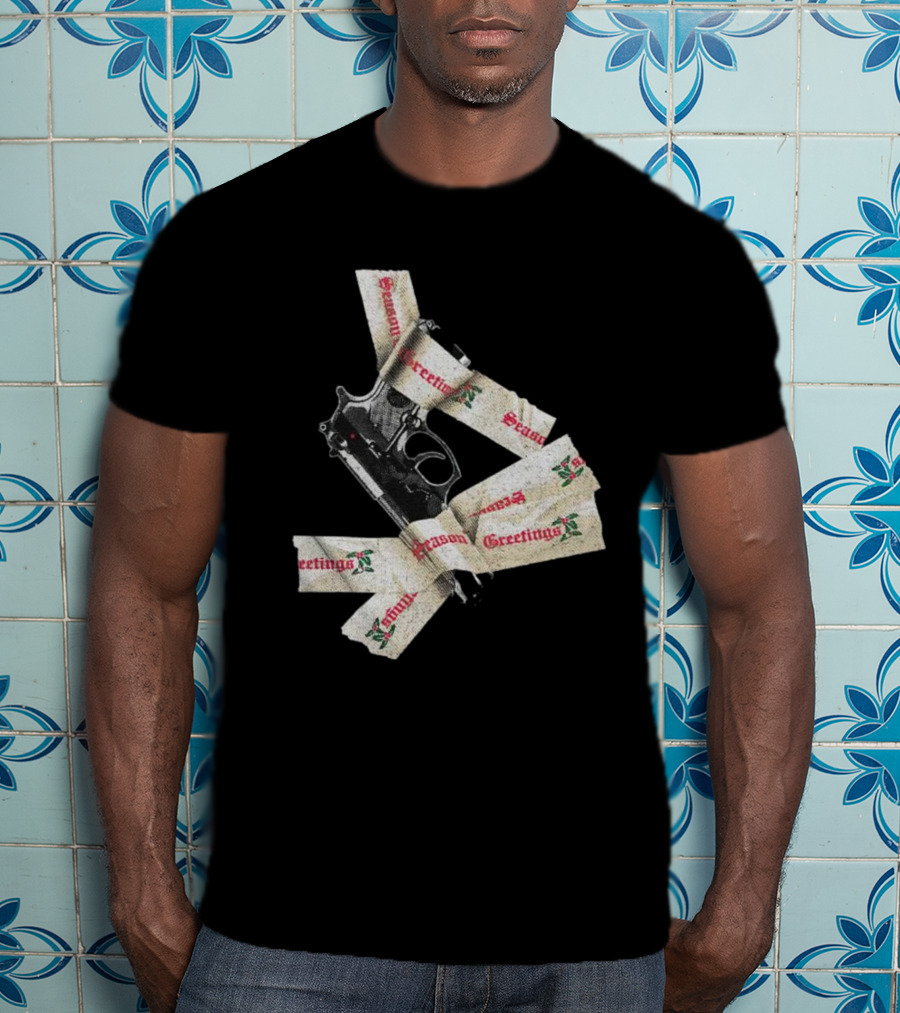 Yippie Ki Yay Seasons Greetings Gun Holiday Humorous Reference T-Shirt
