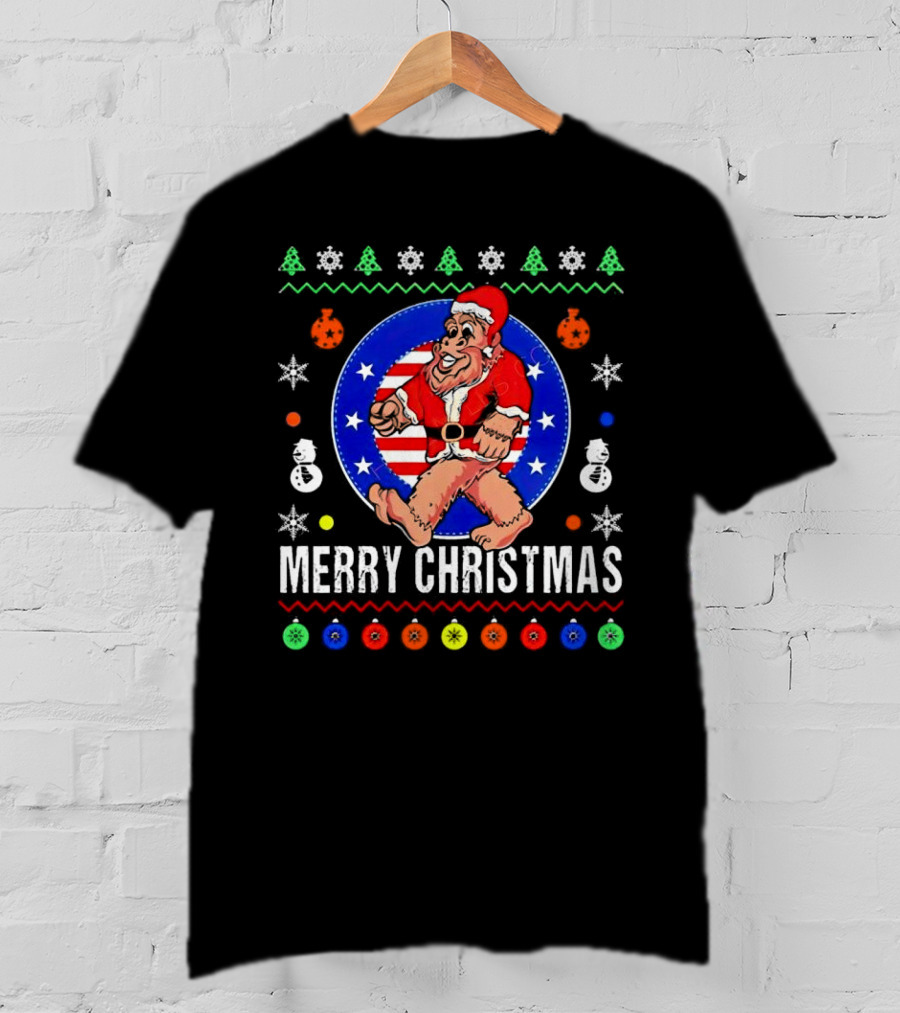 Merry Christmas Bigfoot Santa Claus Festive Holiday T-Shirt