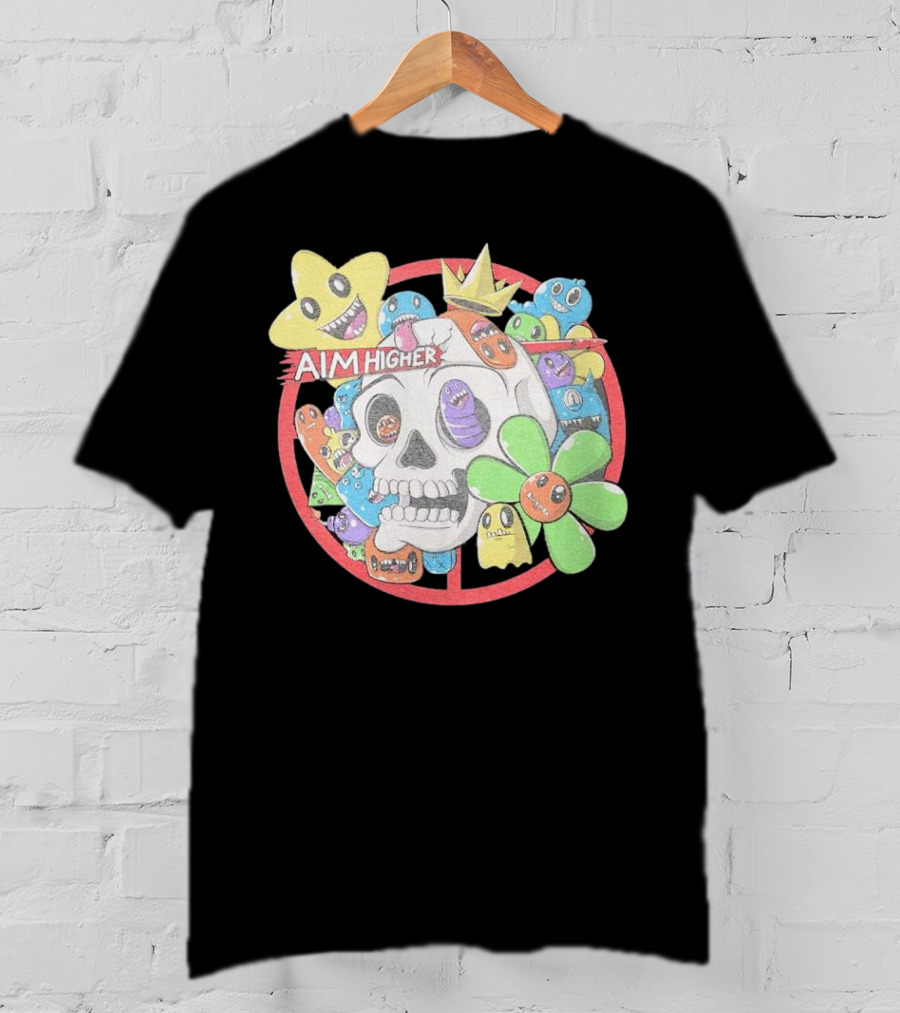 Friends N Monsters Aim Higher Cotton Candy Skull Star Flower T-Shirt