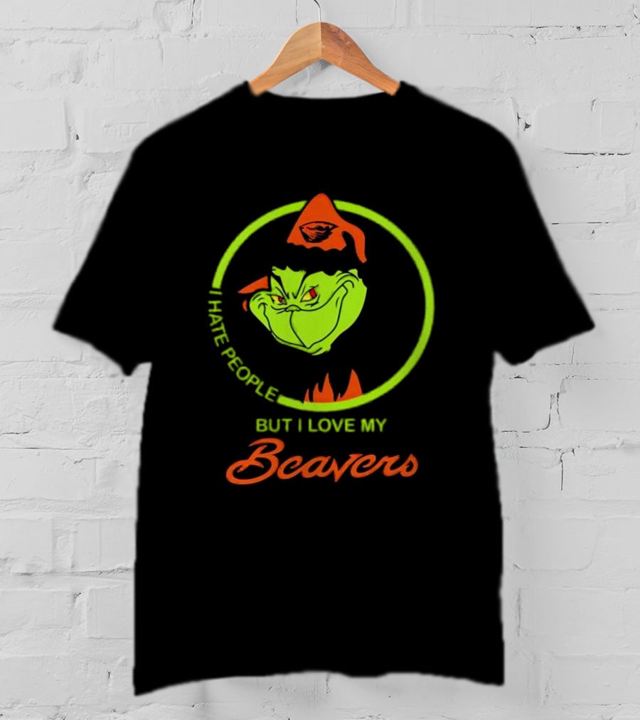 Grinch I Hate People But I Love My Oregon State Beavers Christmas T-Shirt