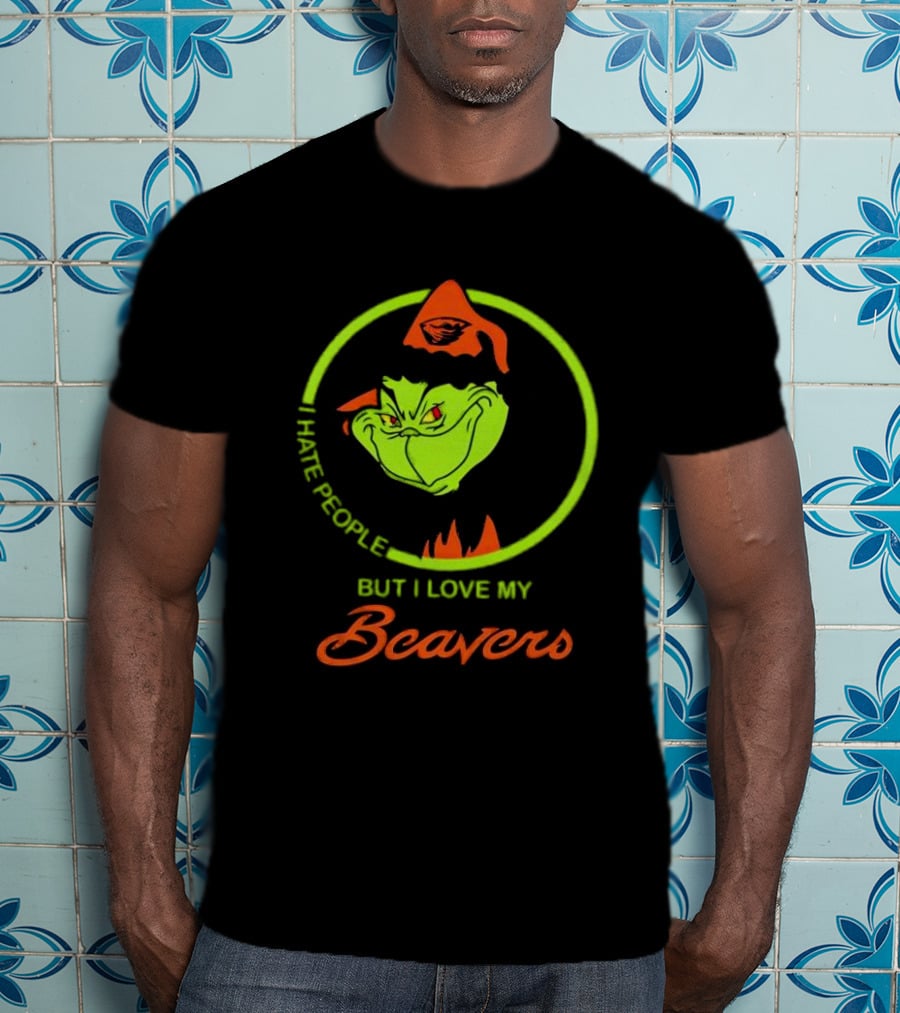 Grinch I Hate People But I Love My Oregon State Beavers Christmas T-Shirt