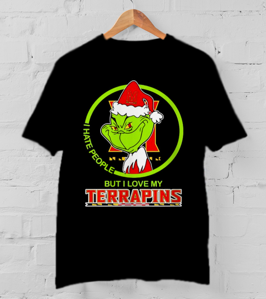 Grinch I Hate People But I Love My Maryland Terrapins Christmas T-Shirt