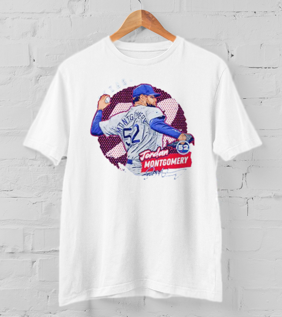 Jordan Montgomery Texas Baseball 52 Signature T-Shirt