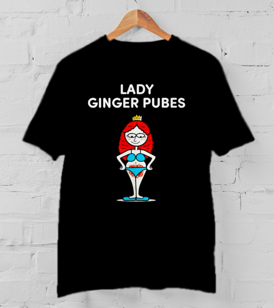 Lady Ginger Pubes Cartoon Character Wearing Crown IN Blue Swimsuit T-Shirt