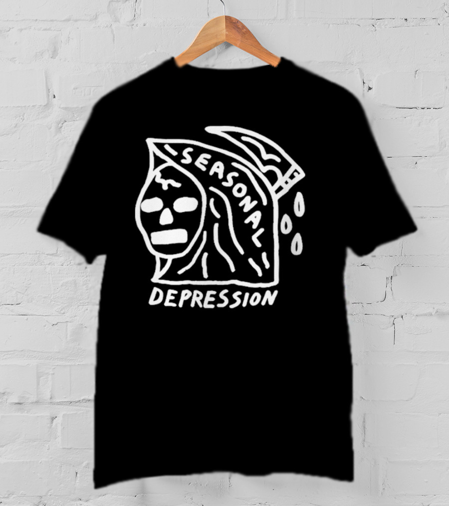 Seasonal Depression Grim Reaper Parody With Scythe And Raindrops T-Shirt