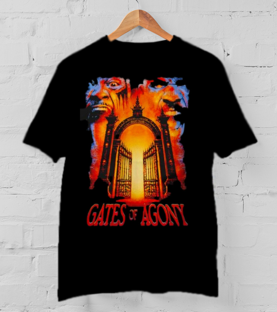 Gates Of Agony Open The Gates With Horror Faces And Fiery Entrance T-Shirt