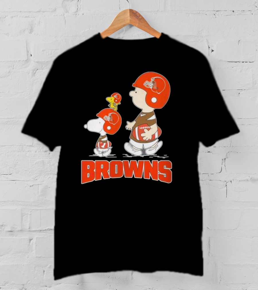 Snoopy Charlie Brown Woodstock Football Browns T-Shirt