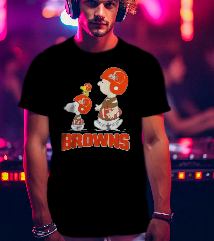 Snoopy Charlie Brown Woodstock Football Browns T-Shirt