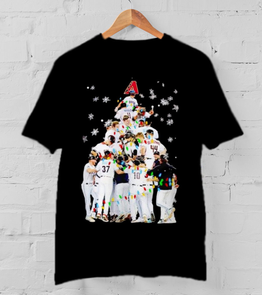 Arizona Diamondbacks Baseball Team Christmas Tree With Logo And Players T-Shirt