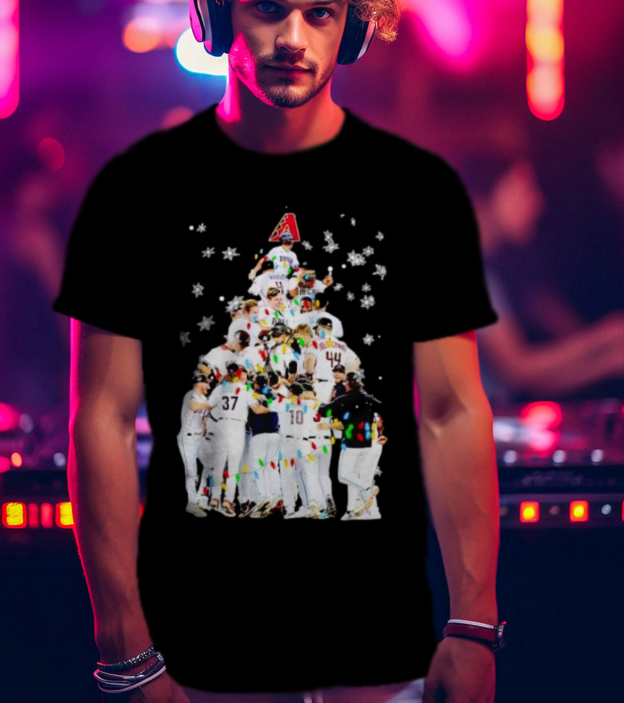 Arizona Diamondbacks Baseball Team Christmas Tree With Logo And Players T-Shirt
