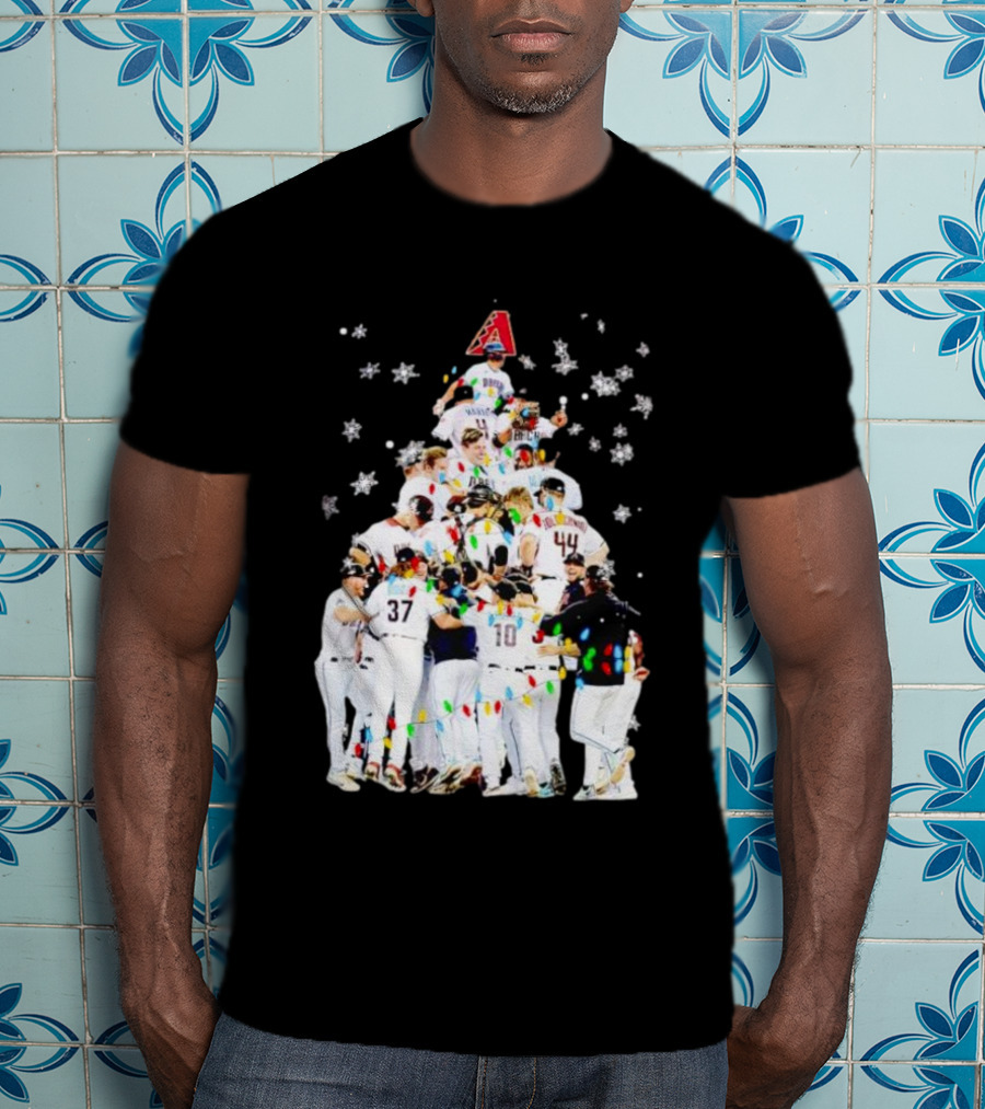 Arizona Diamondbacks Baseball Team Christmas Tree With Logo And Players T-Shirt