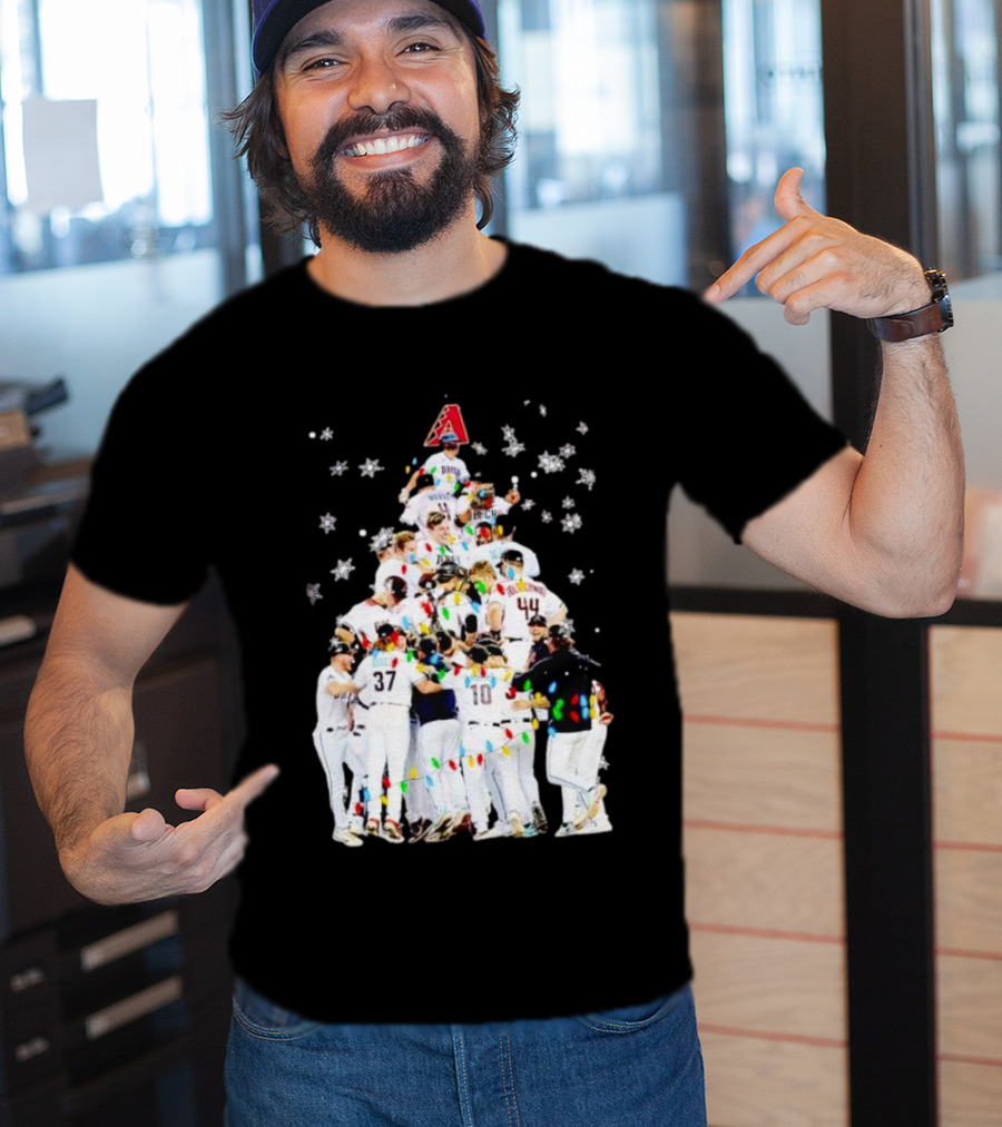 Arizona Diamondbacks Baseball Team Christmas Tree With Logo And Players T-Shirt