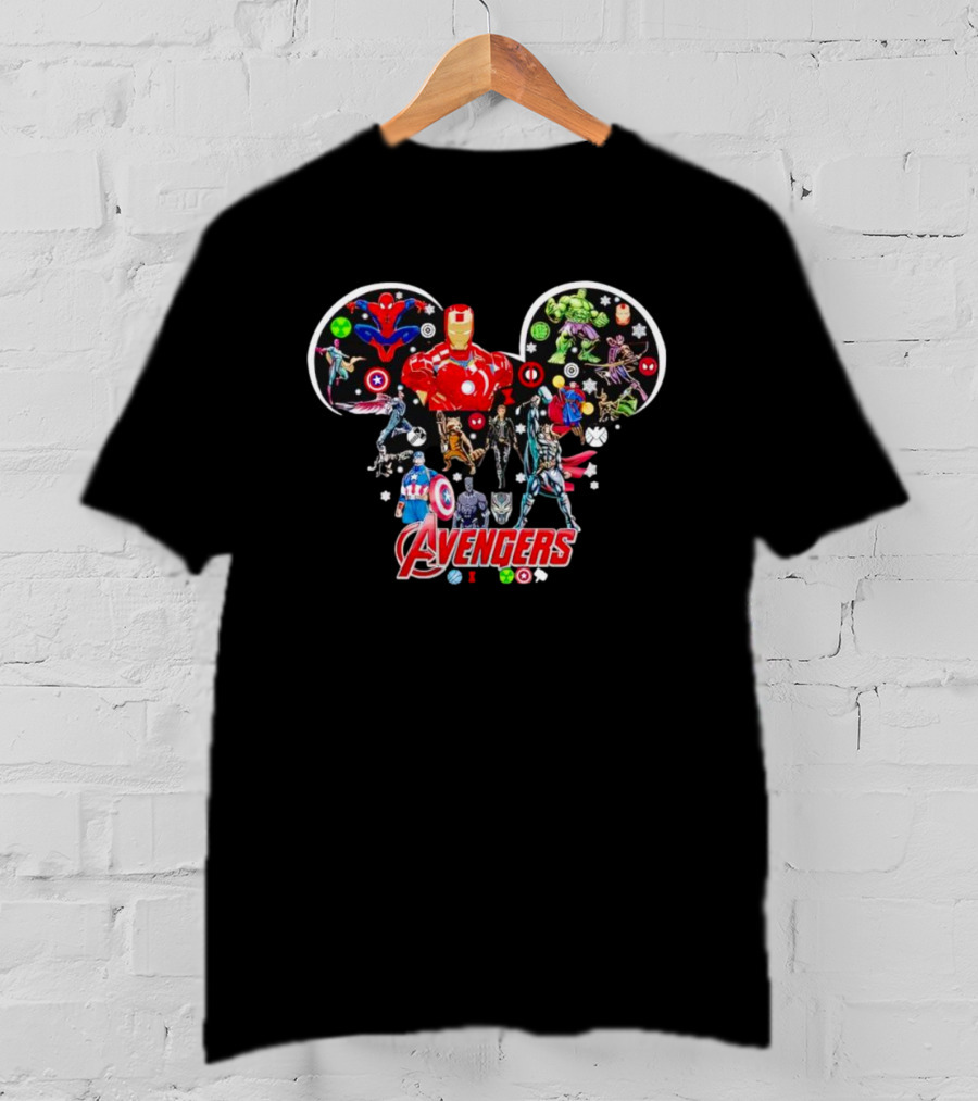 Avengers Marvel Characters In Mickey Mouse Head Shape T-Shirt