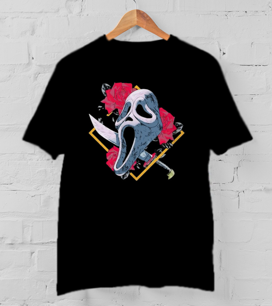 Ghostface Mask With Roses And Knife T-Shirt