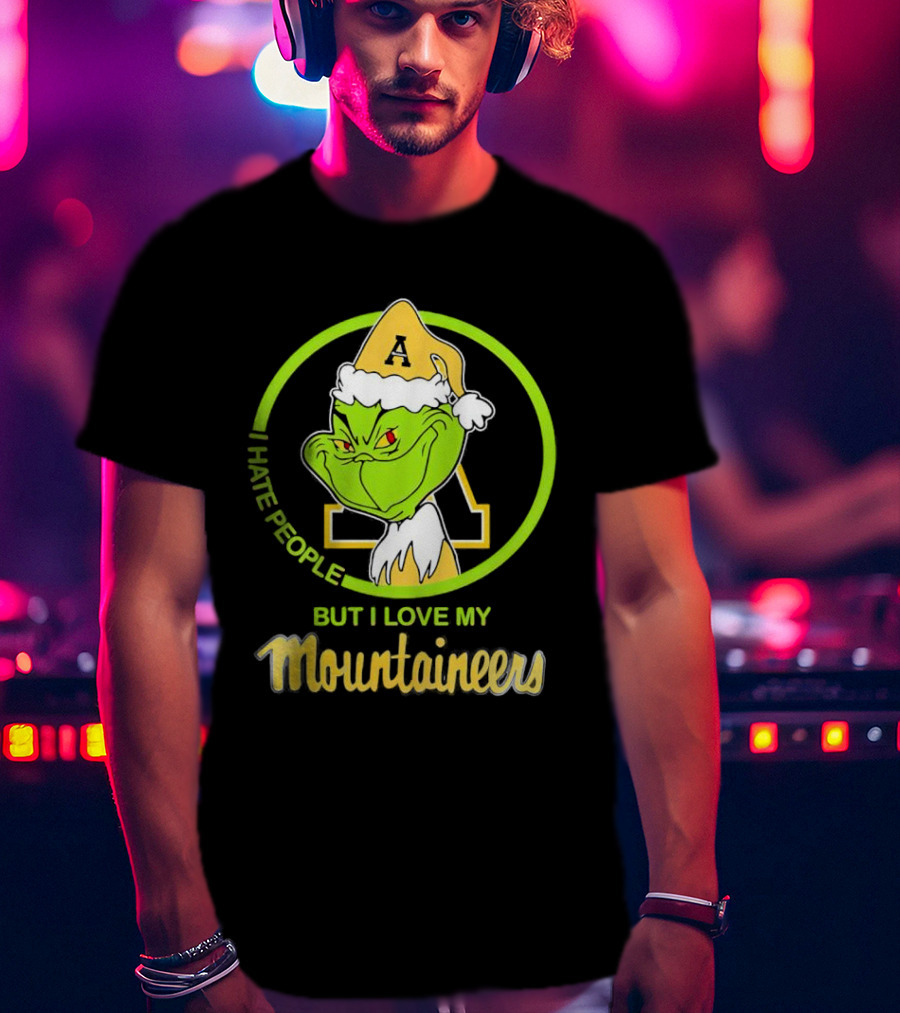Grinch I Hate People But I Love My Appalachian State Mountaineers Christmas T-Shirt