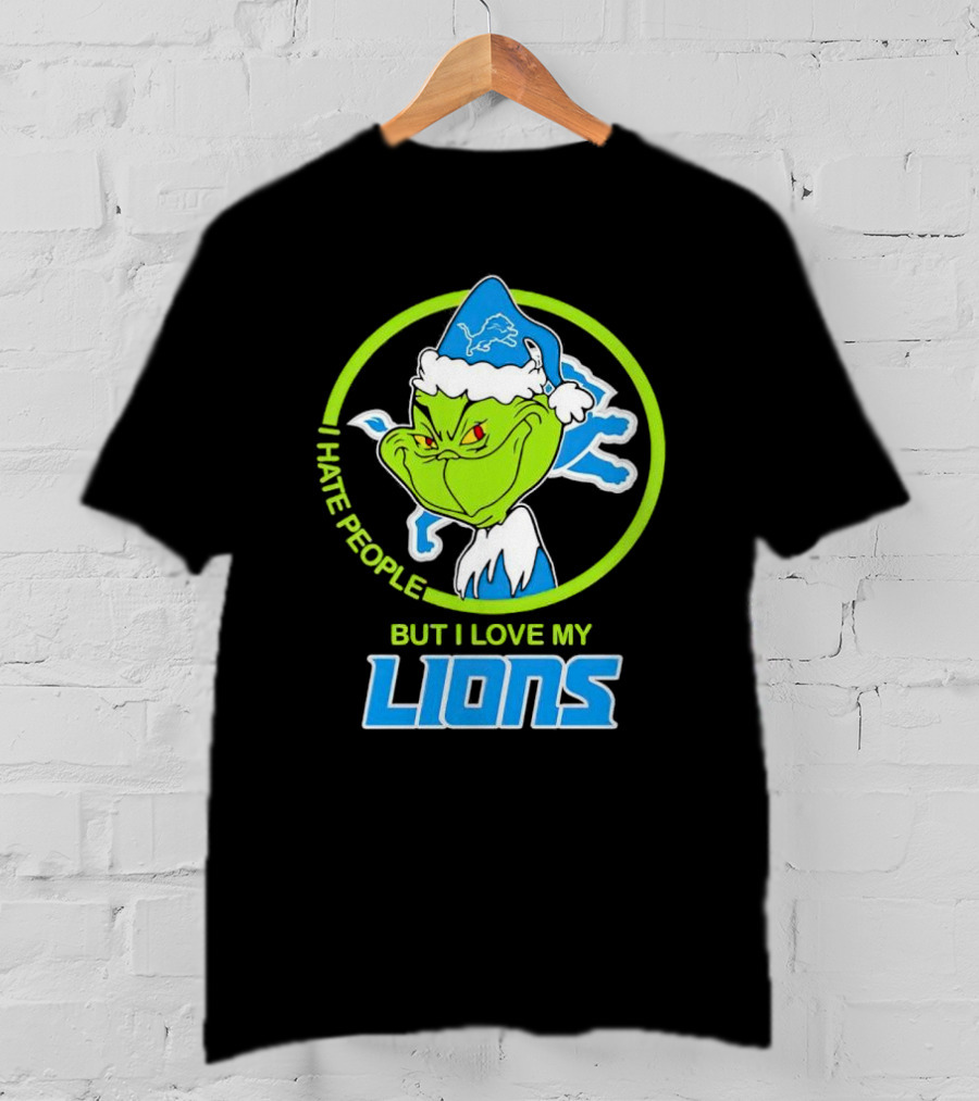 Grinch I Hate People But I Love My Detroit Lions T-Shirt