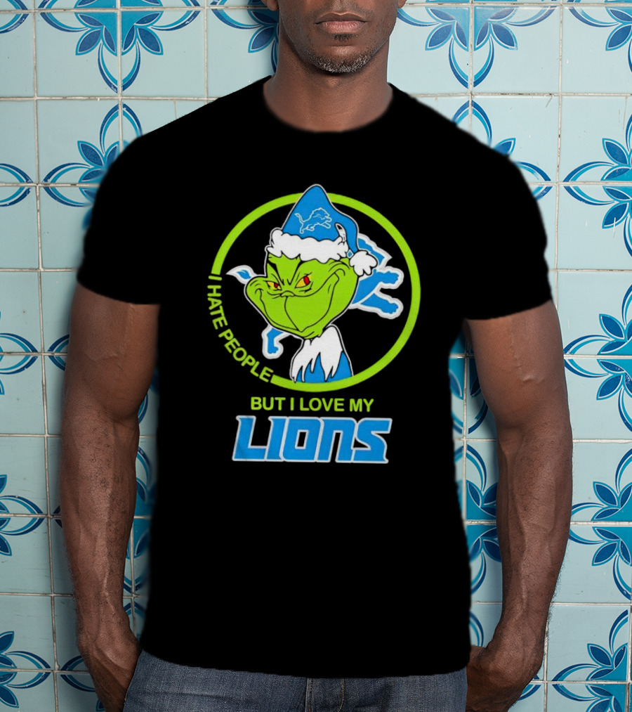 Grinch I Hate People But I Love My Detroit Lions T-Shirt