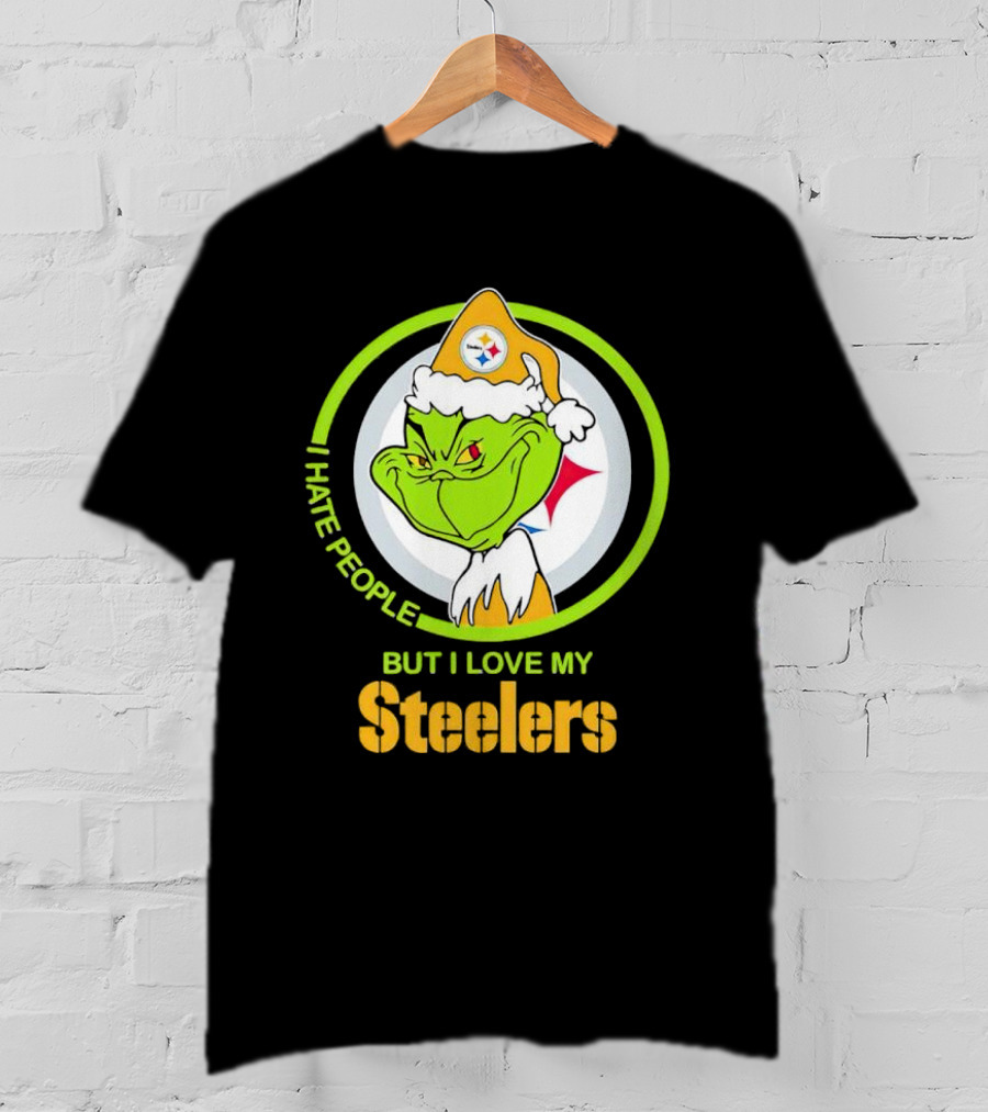 Grinch I Hate People But I Love My Steelers Pittsburgh T-Shirt
