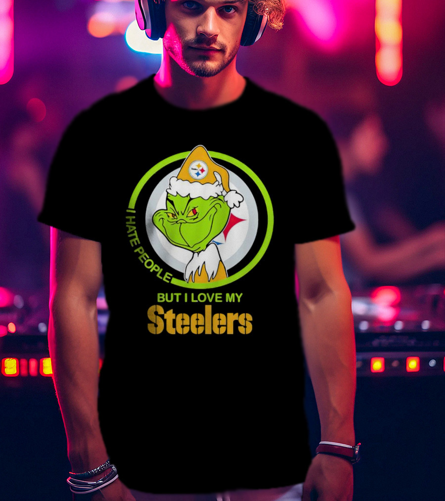 Grinch I Hate People But I Love My Steelers Pittsburgh T-Shirt