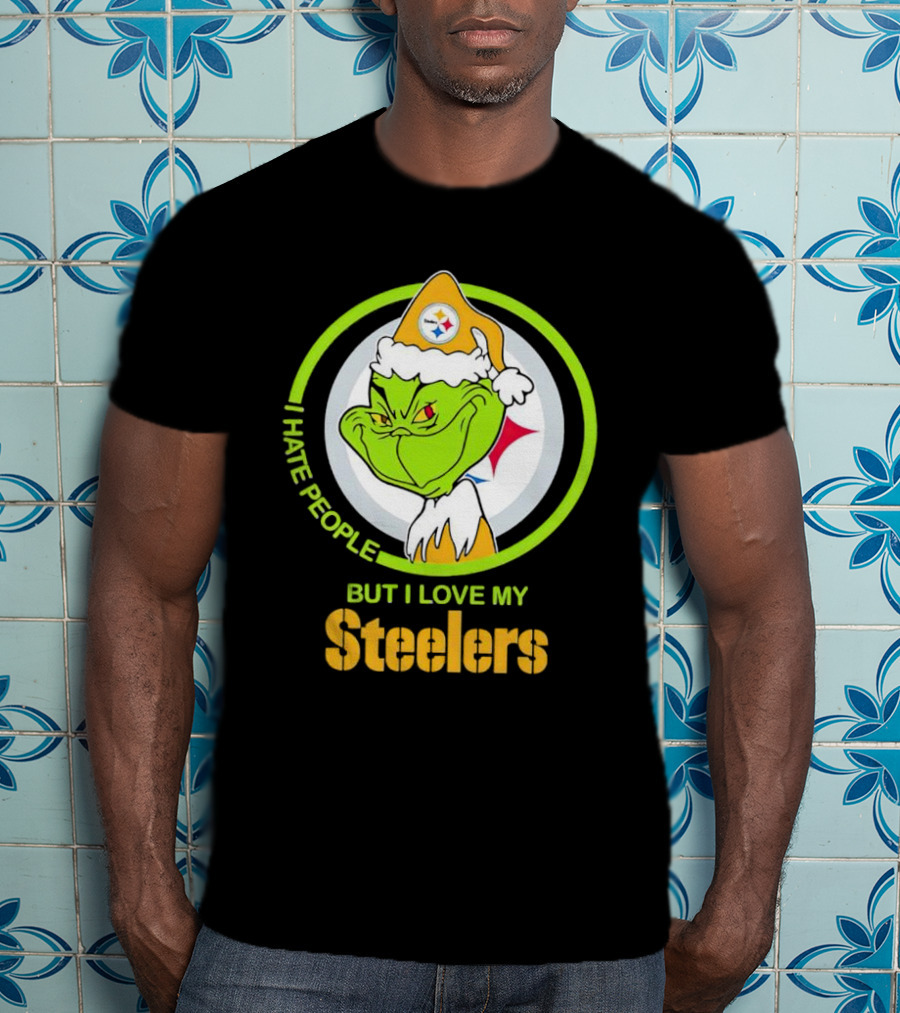 Grinch I Hate People But I Love My Steelers Pittsburgh T-Shirt