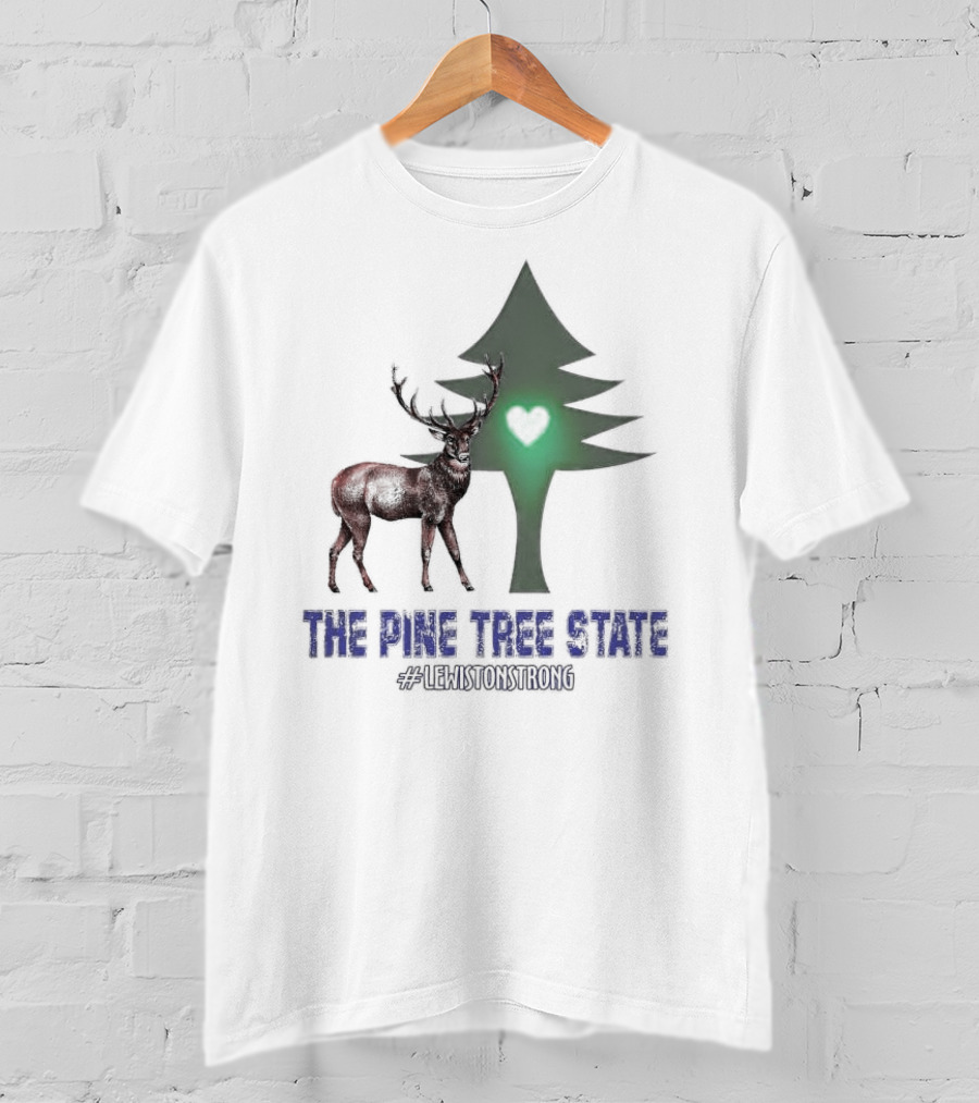 Reindeer The Pine Tree State Heart Icon #LewistonStrong T-Shirt