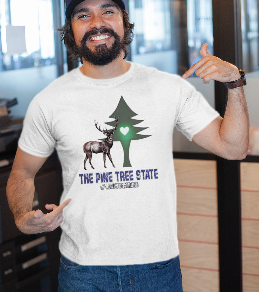 Reindeer The Pine Tree State Heart Icon #LewistonStrong T-Shirt