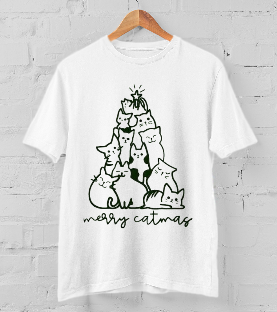 Merry Catmas Cats Christmas Tree T-Shirt