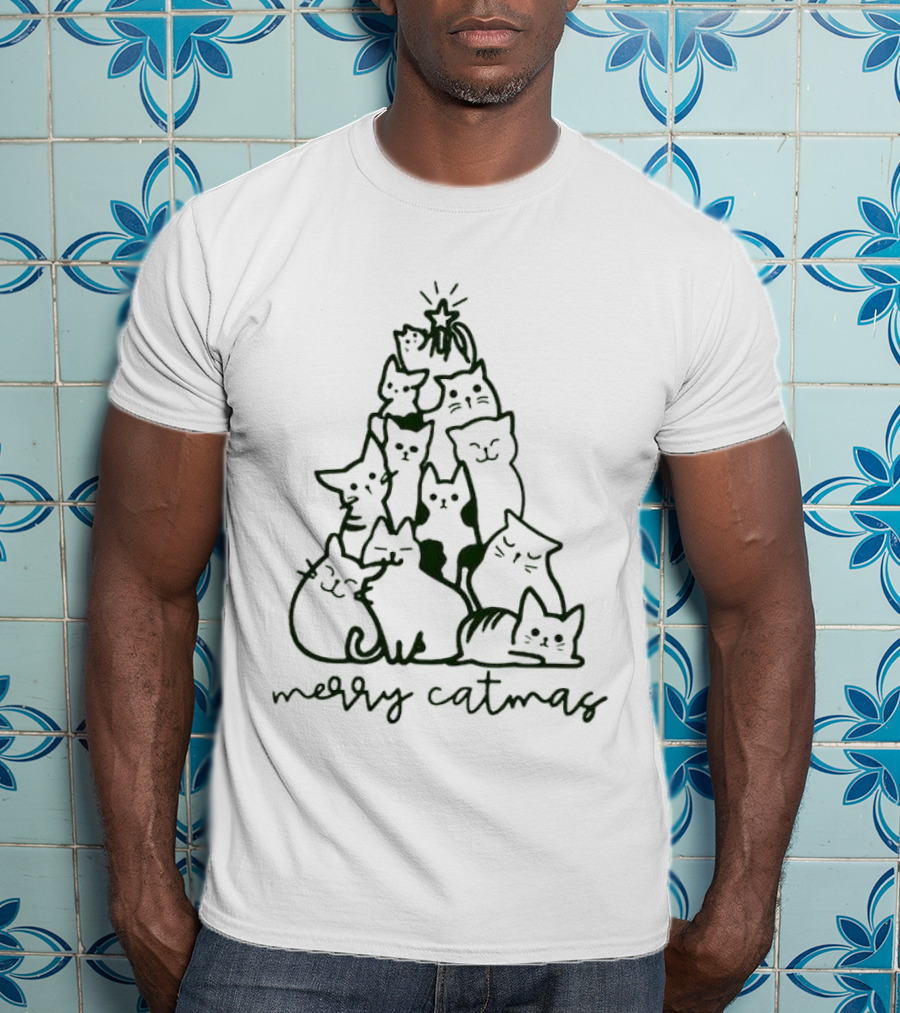 Merry Catmas Cats Christmas Tree T-Shirt