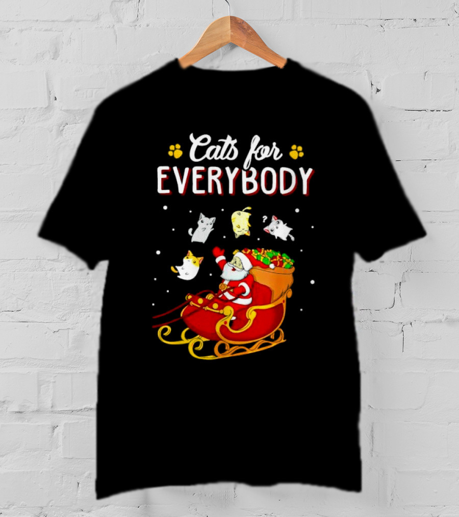 Cats For Everybody Santa With Cats Sleigh Christmas T-Shirt