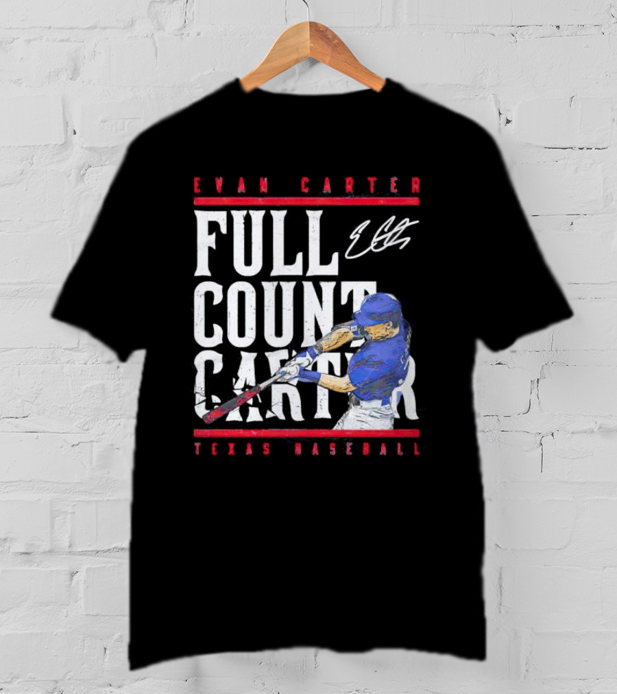 Evan Carter Full Count Carter Texas Baseball Signature T-Shirt