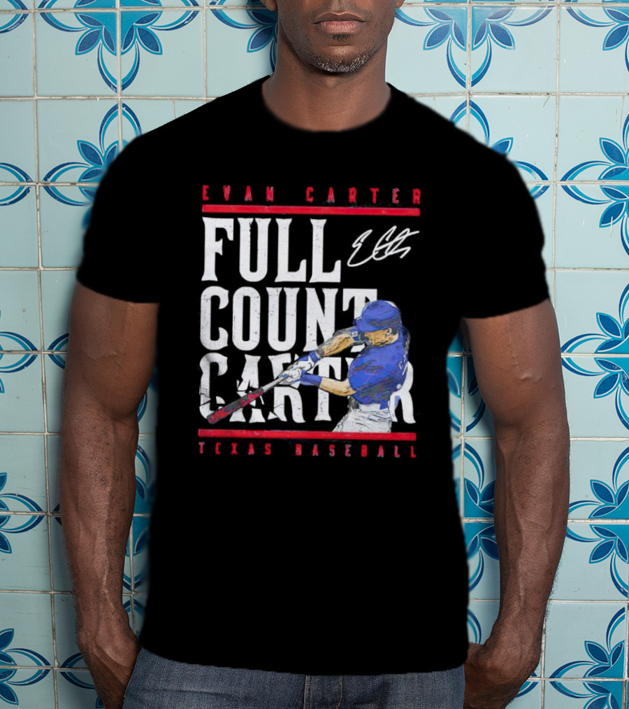 Evan Carter Full Count Carter Texas Baseball Signature T-Shirt