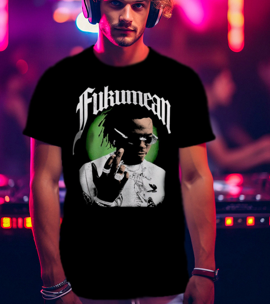 Fukumean 90s Vintage Hip Hop Style With Green Aura T-Shirt