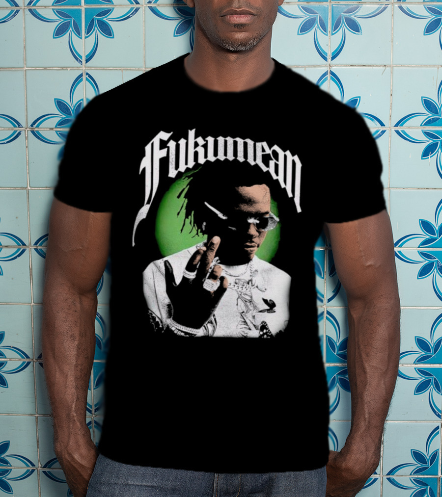 Fukumean 90s Vintage Hip Hop Style With Green Aura T-Shirt