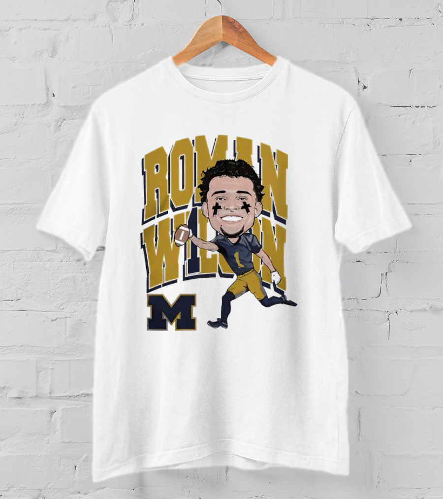 Roman Wilson University Of Michigan Football Caricature Roman Wilson M T-Shirt