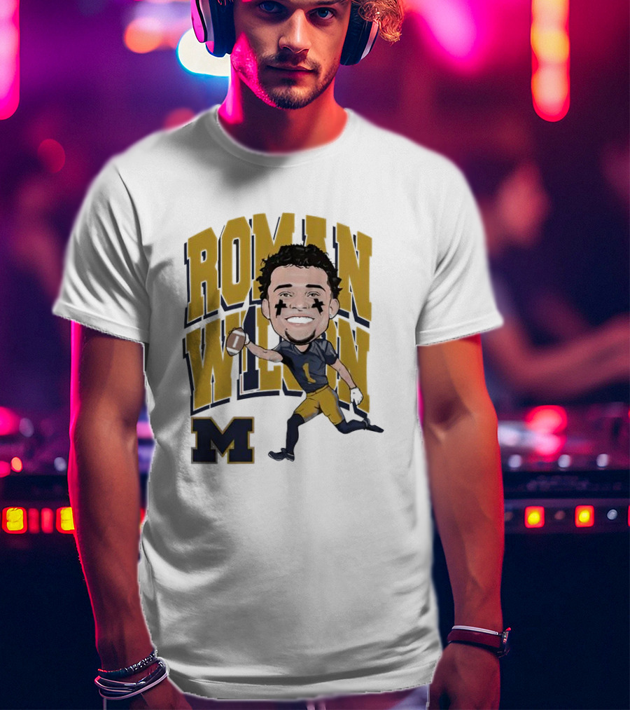 Roman Wilson University Of Michigan Football Caricature Roman Wilson M T-Shirt