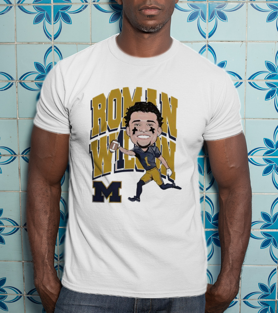 Roman Wilson University Of Michigan Football Caricature Roman Wilson M T-Shirt