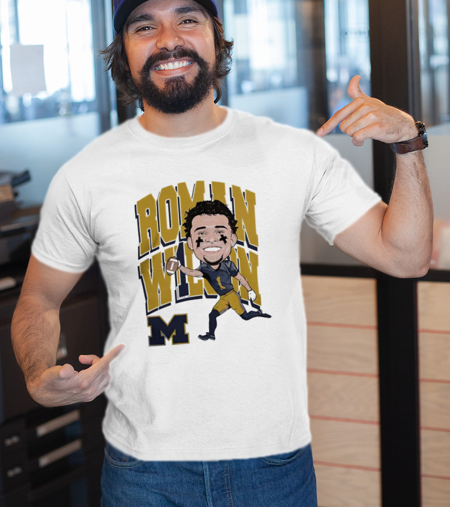 Roman Wilson University Of Michigan Football Caricature Roman Wilson M T-Shirt