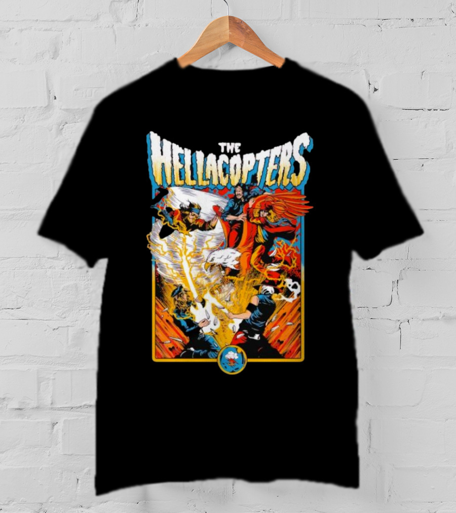 The Hellacopters Superhero Comic Rock Battle Machado T-Shirt