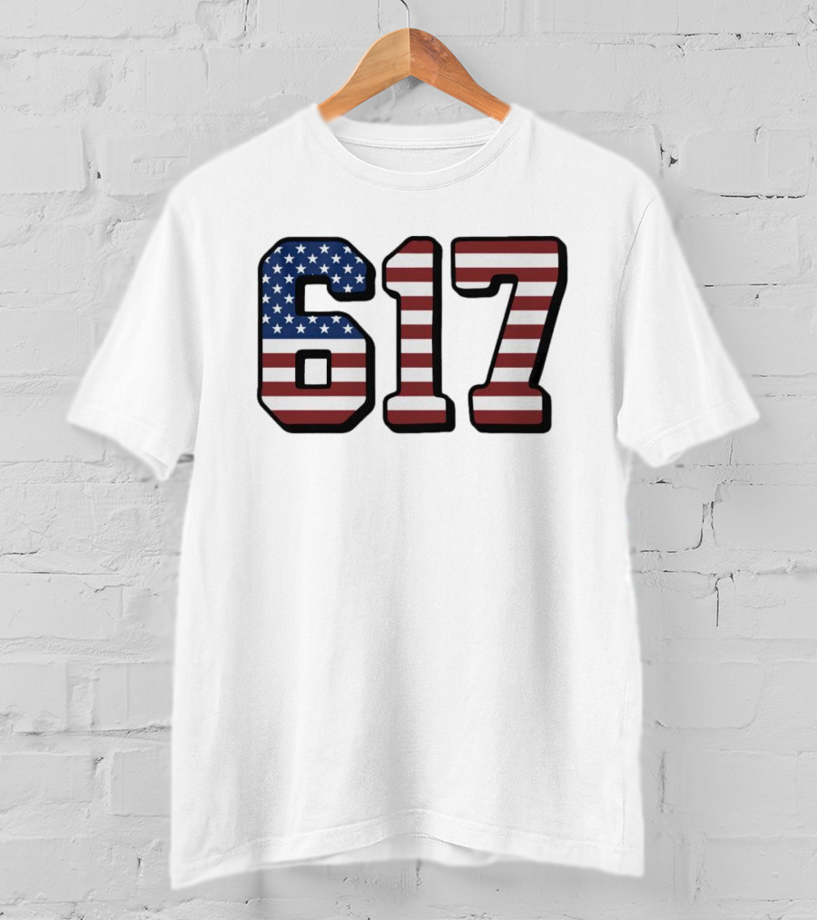 Boston 617 USA Flag T-Shirt
