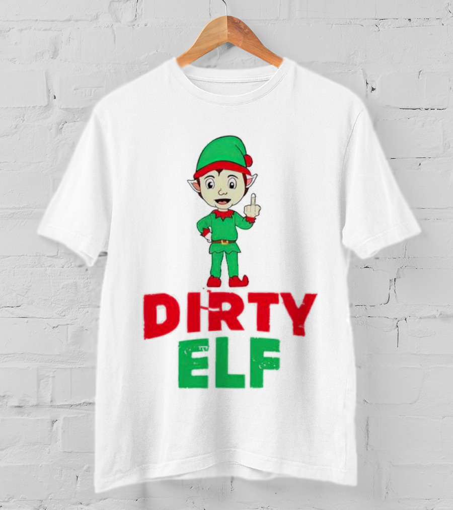 Dirty ELF Christmas Middle Finger T-Shirt